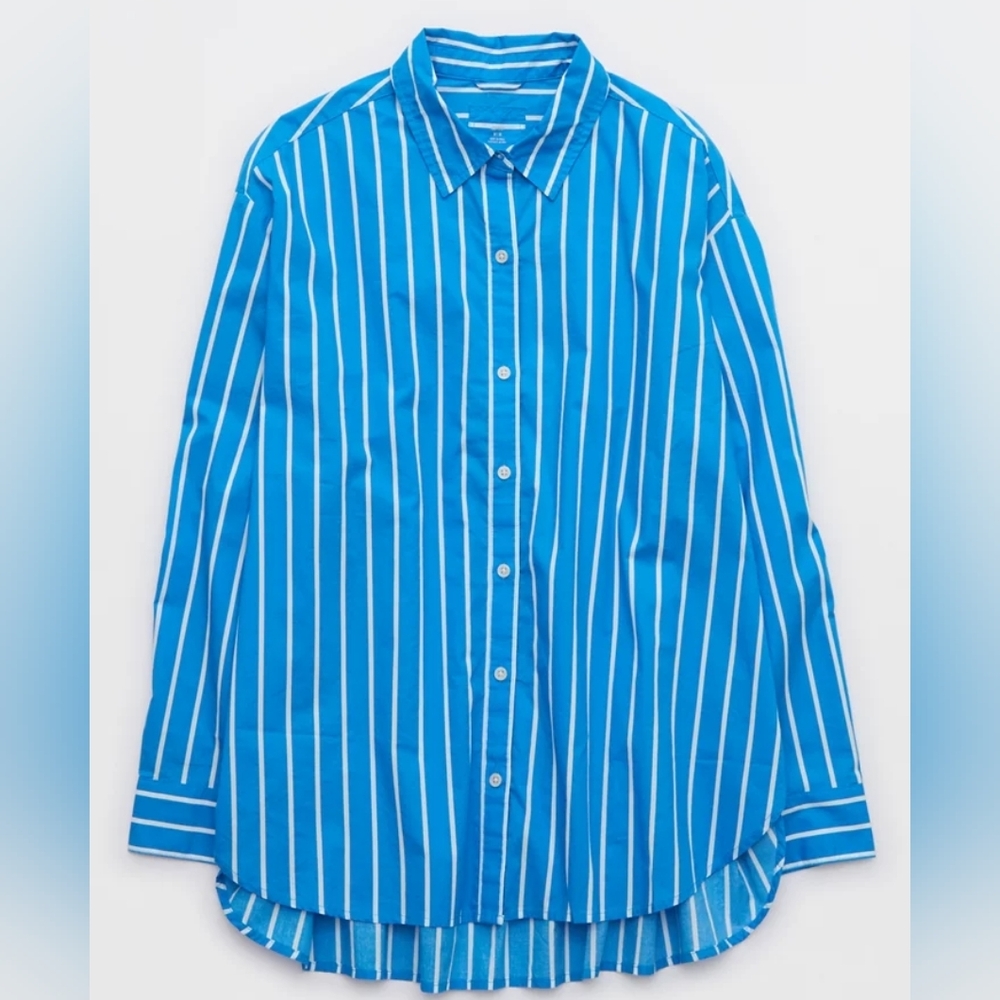 Aerie Good Day Button Down Shirt - Ocean Aqua - Picture 5 of 6
